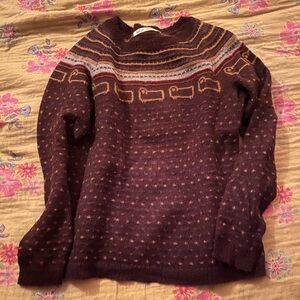 Woolrich Women's Maroon Brown Patterned Sweater